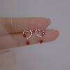 Sweet Love Stud Earrings Women'S Light Luxury Gentle Zircon Red New Year'S Earrings Temperament Versatile Fashion Earrings