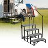 RV Steps with Dual Handrails, 4 Steps, 300 Kg Load Capacity, Heavy Duty Outdoor RV Stairs with Non-Slip Mat for Elderly/Pets