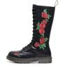 Martin Boot Hole Embroidered Boots Women's British Leather Locomotive Long Boots Round Head Embroidered Rose Large Size Women's Shoes 14