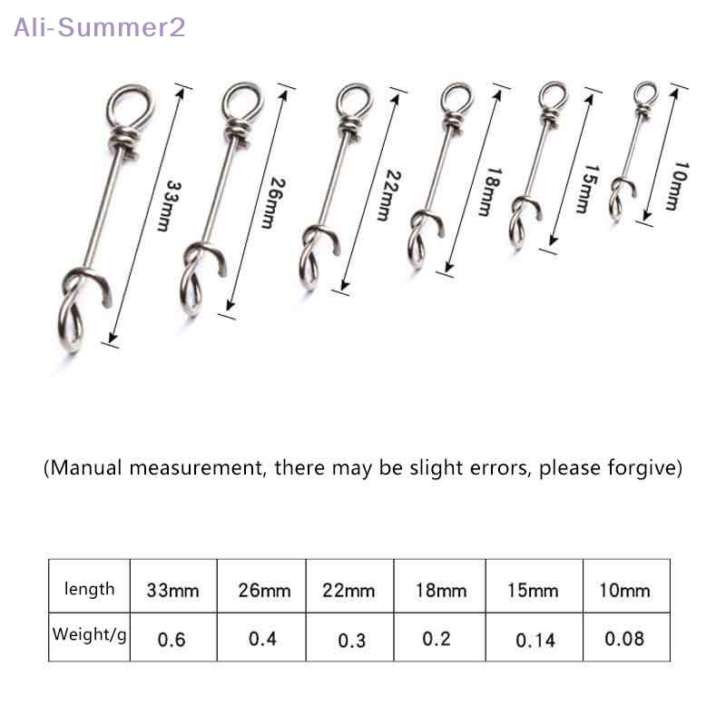 50Pcs Strengthen Stainless Steel Quick Lock Snap Spring Clamp Buckle Lure Drop Rigs Safety Connector Bait Hook For Fishing