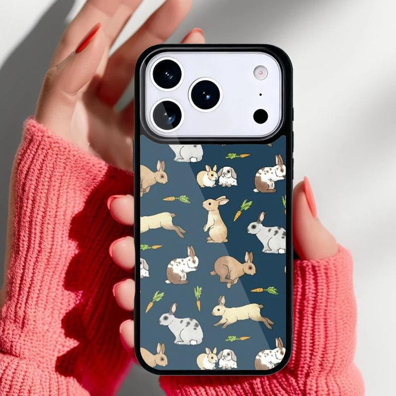 Rabbit Bunny Pattern soft Phone Case for iPhone 17 Air 16e 15 14 13 Pro Max Back Cover for 12 11 Pro Coque