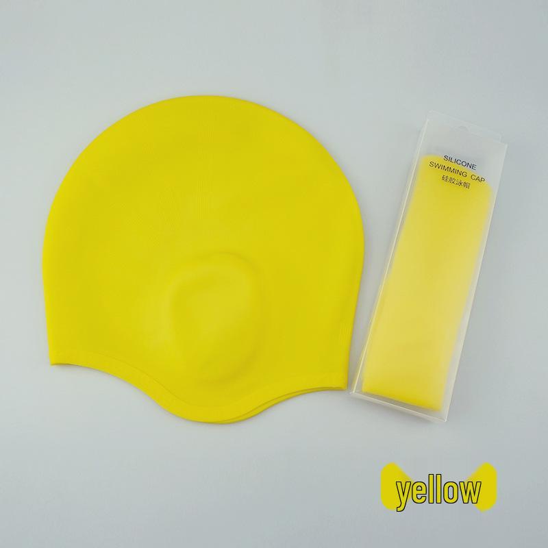 Long Hair Waterproof Silicone Swim Cap with Ear Protection for Men & Women