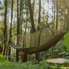 3-in-1 Outdoor Double Hammock with Anti-Rollover, Quick-Open Swing, Mosquito Net & Sunshade for Camping