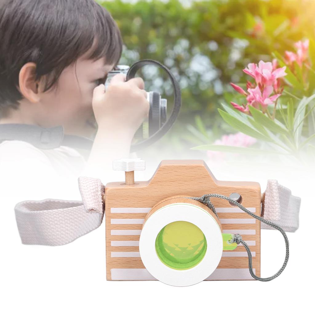 Wooden Camera Toy Educational Portable Innovative Basswood Kaleidoscope Camera for Children Toddlers