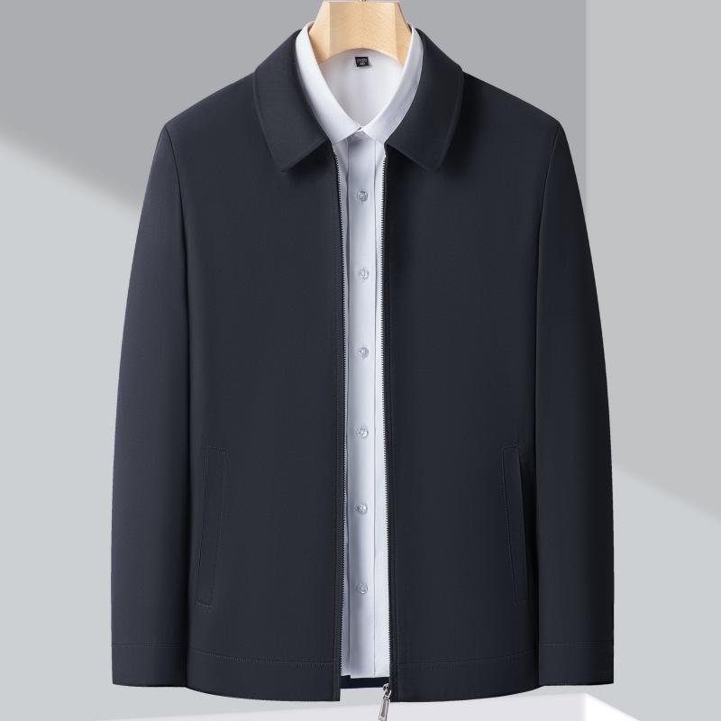 High-end Wool Jacket Men's Spring and Autumn Style Casual Tops for Middle-aged and Elderly Leaders, Civil Servants, Loose Coats, Large Size
