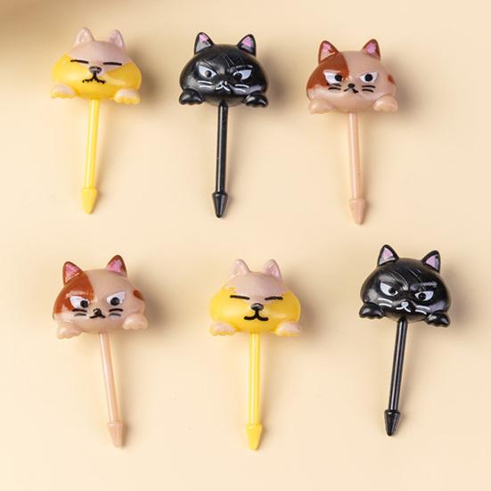 6ks Fruit Fork Cartoon Bez BPA Opakovaně použitelné Protiskluzové Snadno se čistí Víceúčelové plastové auto Koala