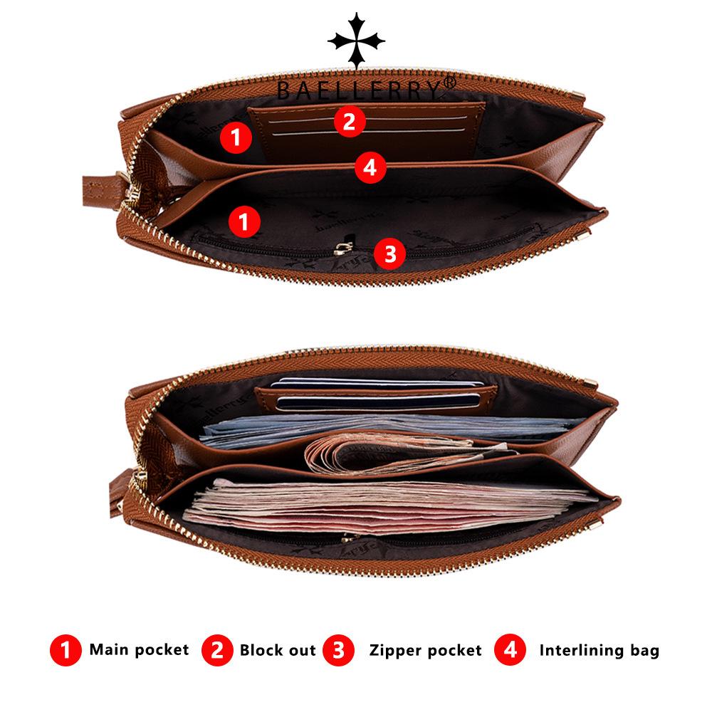 Baellerry Women's Cell Phone Bag Multi-card Slot Long Purse Zipper Coin Purse Fashion Pu Leather Wallet with Lanyard