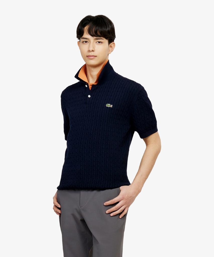 LACOSTE Men'S Cable Short Sleeve Sweater Polo Shirt Ph368E-56G 166