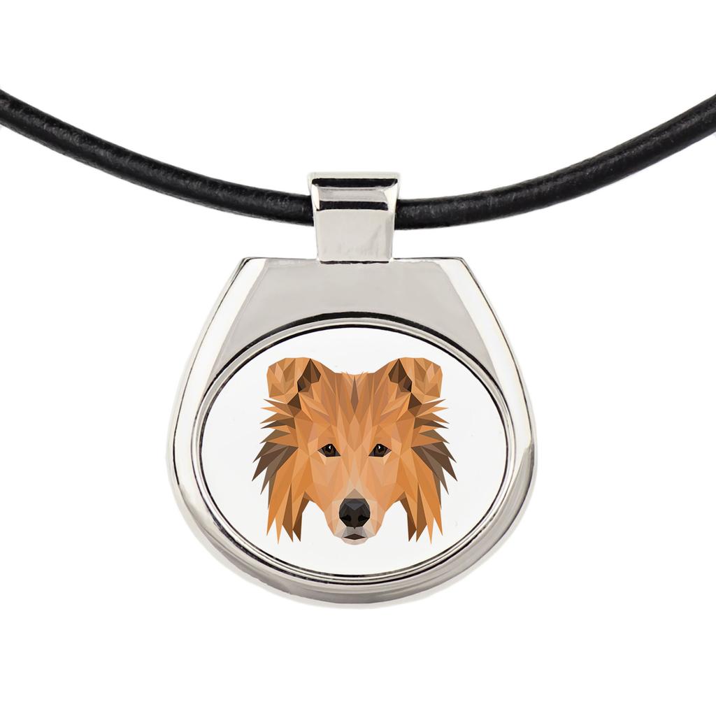 Collie Rough, Long-Haired Collie – Necklace with a geometric design and the inscription "Art-Dog" | Art-Dog