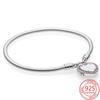 925 Sterling Silver Forever Love Vows Pink Heart -Shaped Lock Bracelet Wedding Anniversary Gift