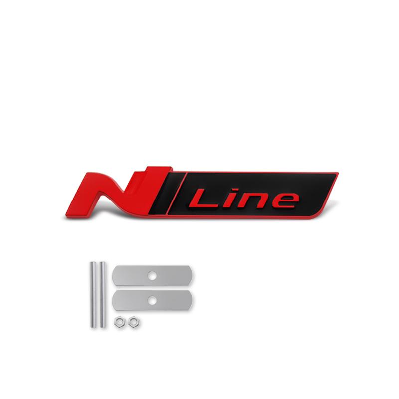 Car-Styling Metal Stickers N LINE Emblem Grille Badge For Veloster Accent Kona Elantra Ix25 Ix35 i30 i20 Sonata Tucson Kona