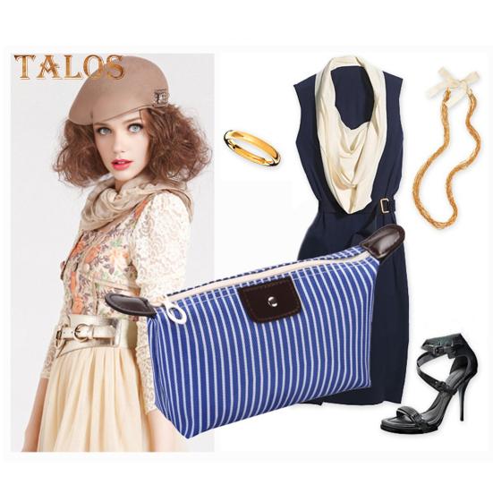 Pruhovaná kosmetická taštička Vodotěsná Skládací Velkokapacitní Zapínání na zip Tvar knedlíku Přenosný organizér na make-up na cesty Domácí úložiště