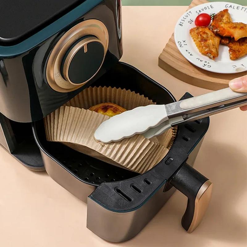 50 ks Speciální papír do horkovzdušné fritézy Potravinový silikonový olejový papír Kulatá podložka Vysokoteplotní absorpční papír Pečicí příslušenství