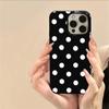 INS Polka Dots Printed Black Phone Case For iPhone 16 15 14 13 12 11 Pro Max XR XS Max 7 8 Plus MINI Creative Black Cover