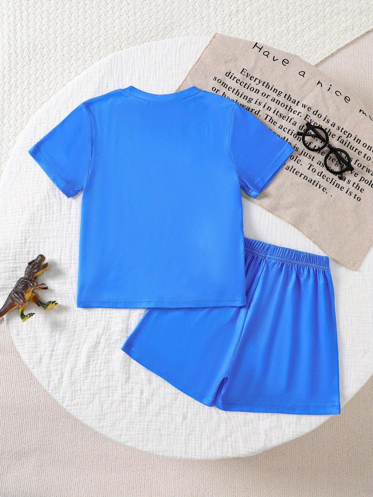 2025 Dziecięcy Zestaw Sportowy 3D z Nadrukiem Dinozaurów, Krótki Rękaw