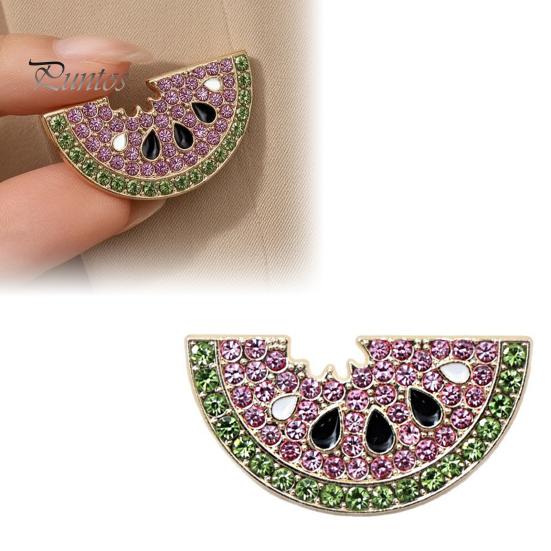 Watermelon Slice Brooch 1/2Pcs Rhinestone Brooch, Sparkling Fruit Lapel Pin, Sweater Shape Cardigan Coat Suits Accessories, Jewelry Gift for Women Pin