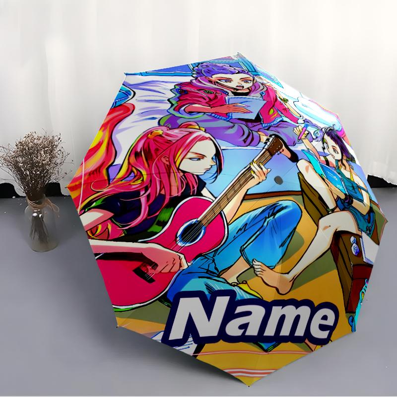 Personalized Name K-KPop Demon Hunters Print Umbrella - Automatic Open/Close, Eight-Rib Durable Frame, Automatic Folding Umbrella