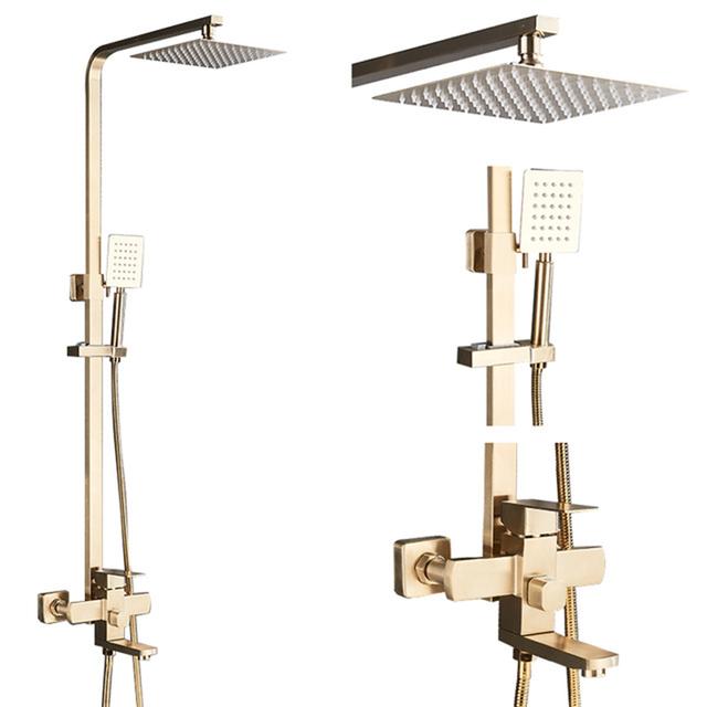 Bathroom 8" Rainfall Shower Faucet Bath Faucet Wall Mounted Swivel Bath Spout Shower Mixer Tap Shower Faucet Shower Set Mixer