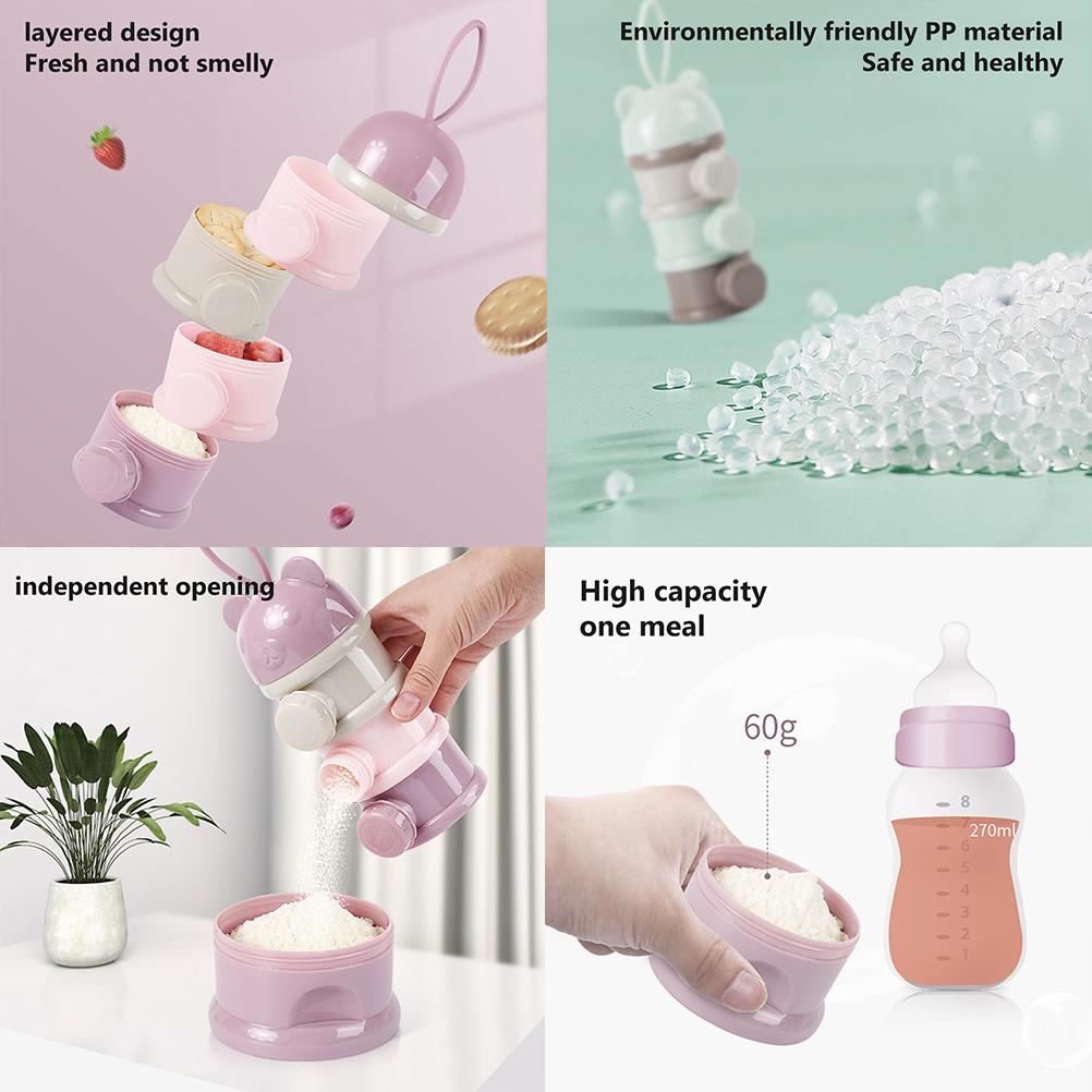 Babynahrungsspender 4 Schichten Tragbarer Milchpulverspender Behälter Babyfütterung Reiseaufbewahrung