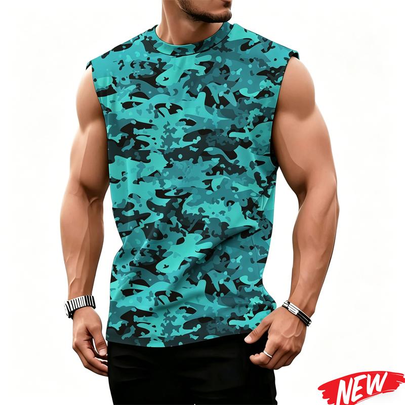 Camouflage Pattern Tank Top For Men Cool 3d Printed Camo Sleeveless T Shirts Summer Casual Tee Street Sports Loose Tank Tops