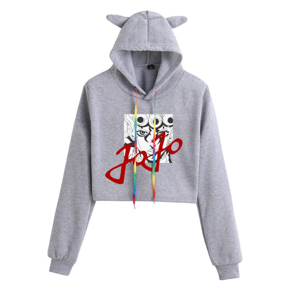 JOJO's Bizarre Adventure Anime Cat Ear Cropped Women's Hoodie