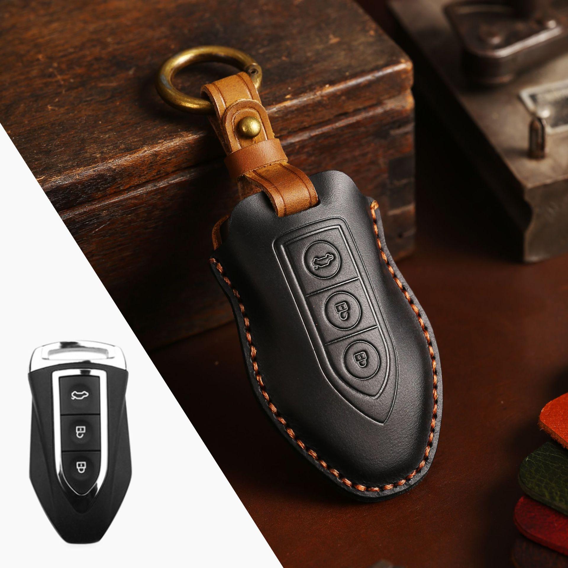 

Ingenious handmade car key cover, suitable for Cheetah/Zotye key cover, genuine leather all-inclusive car key cover