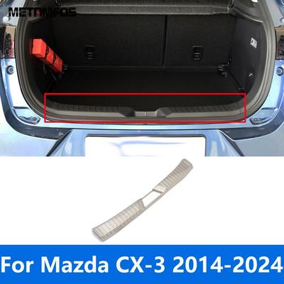 For Mazda CX-3 CX3 2014-  2024 Interior Rear Trunk Bumper Foot Plate Tail Door Sill Scuff Guard Plate Car Accessories