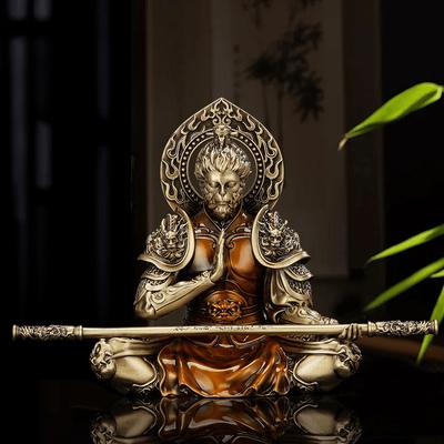 Black Myth Wukong Ornament Einfache Haushaltskreative Kampfbuddha Messing Dreidimensionale Dekoration Autokonsolendekoration