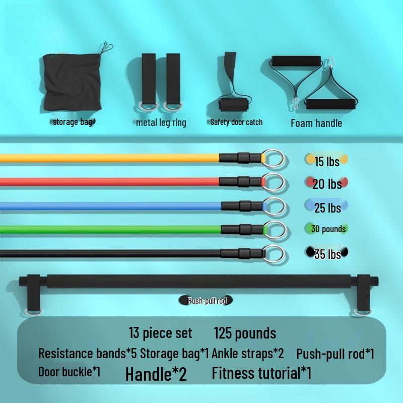 Fitness Resistance Band Set with Push-Pull Bar