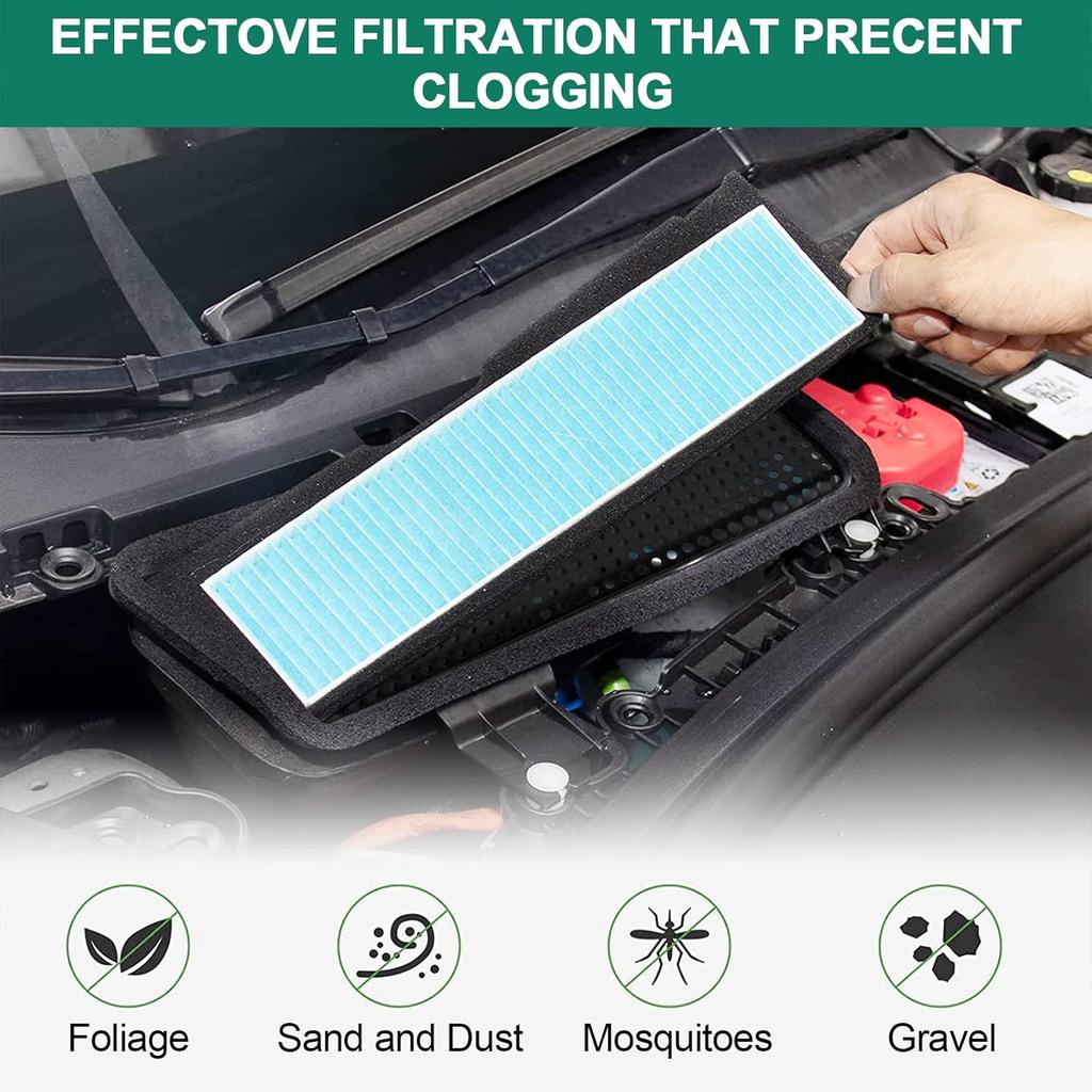 2PCS Air Intake Grille Cover + Air Intake HEPA Filter Compatible with Tesla Model 3 2023 2022 2021 Air Inlet Vent Covers A/C Internal Filter Vehicle