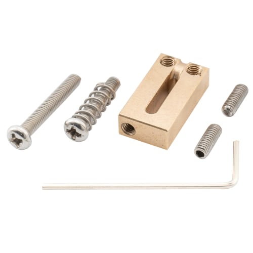 Musiclily Ultra 10.5mm Offset Brass Guitar Saddles, Offset Style, for American Strat/Telecaster Electric Guitars, Original Colors (Set of 6)