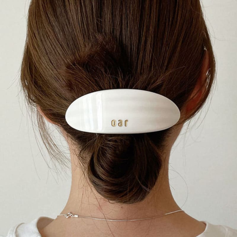 Oar Classic Big Marble Barrette [White]