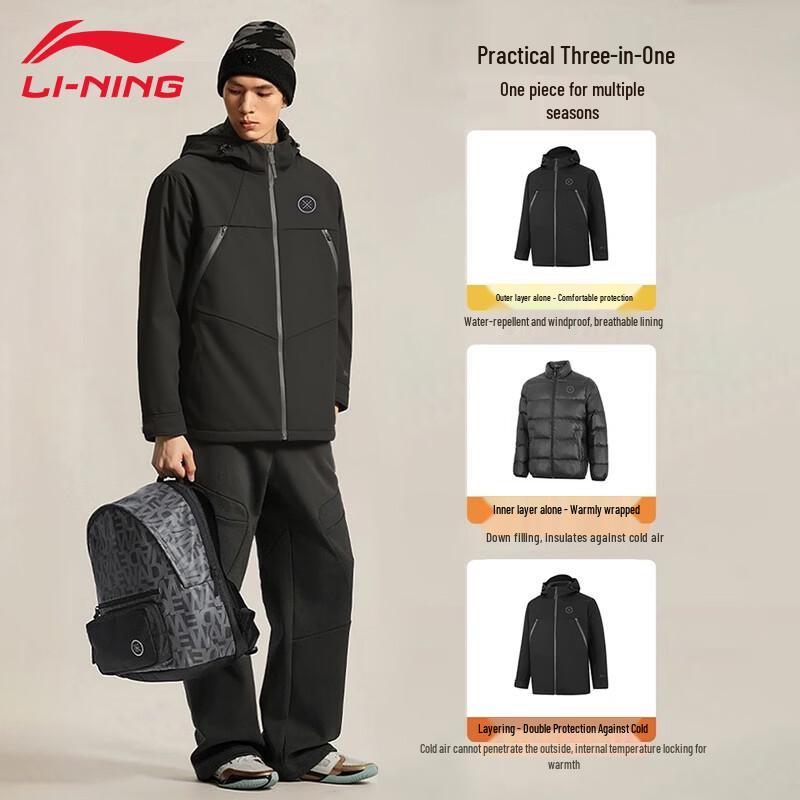 Li-Ning Men's 3-in-1 Goose Down Windbreaker Jacket