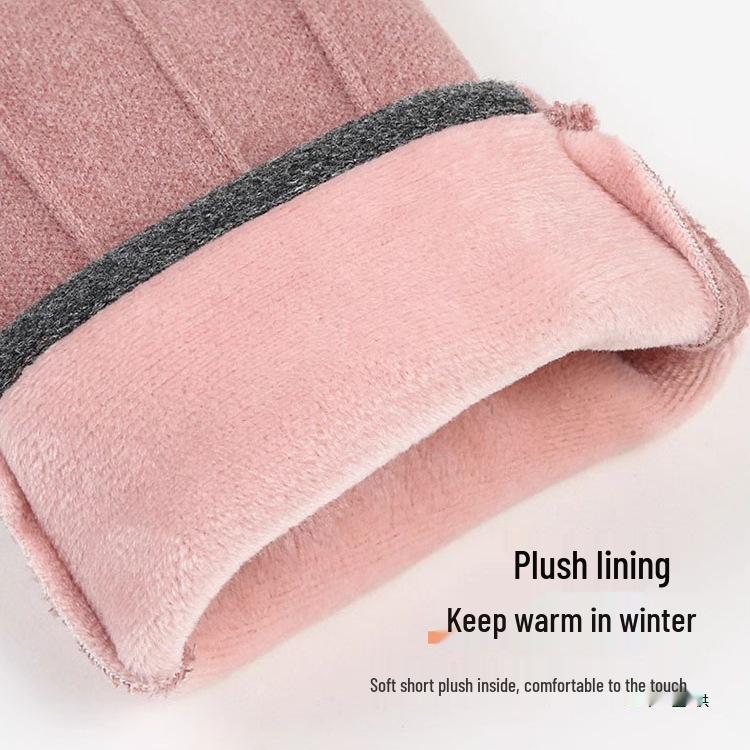 Unisex Velvet-Lined Fingerless Gloves: Warm, Cold-Proof, Wear-Resistant, Touchscreen-Compatible for Outdoor Cycling in Autumn and Winter.