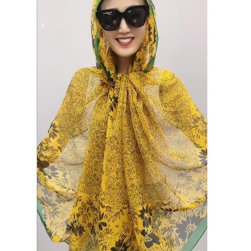 Yourou yarn ginkgo biloba beach towel travel vacation 111 * 181cm silk scarf women's elegant fashion scarf