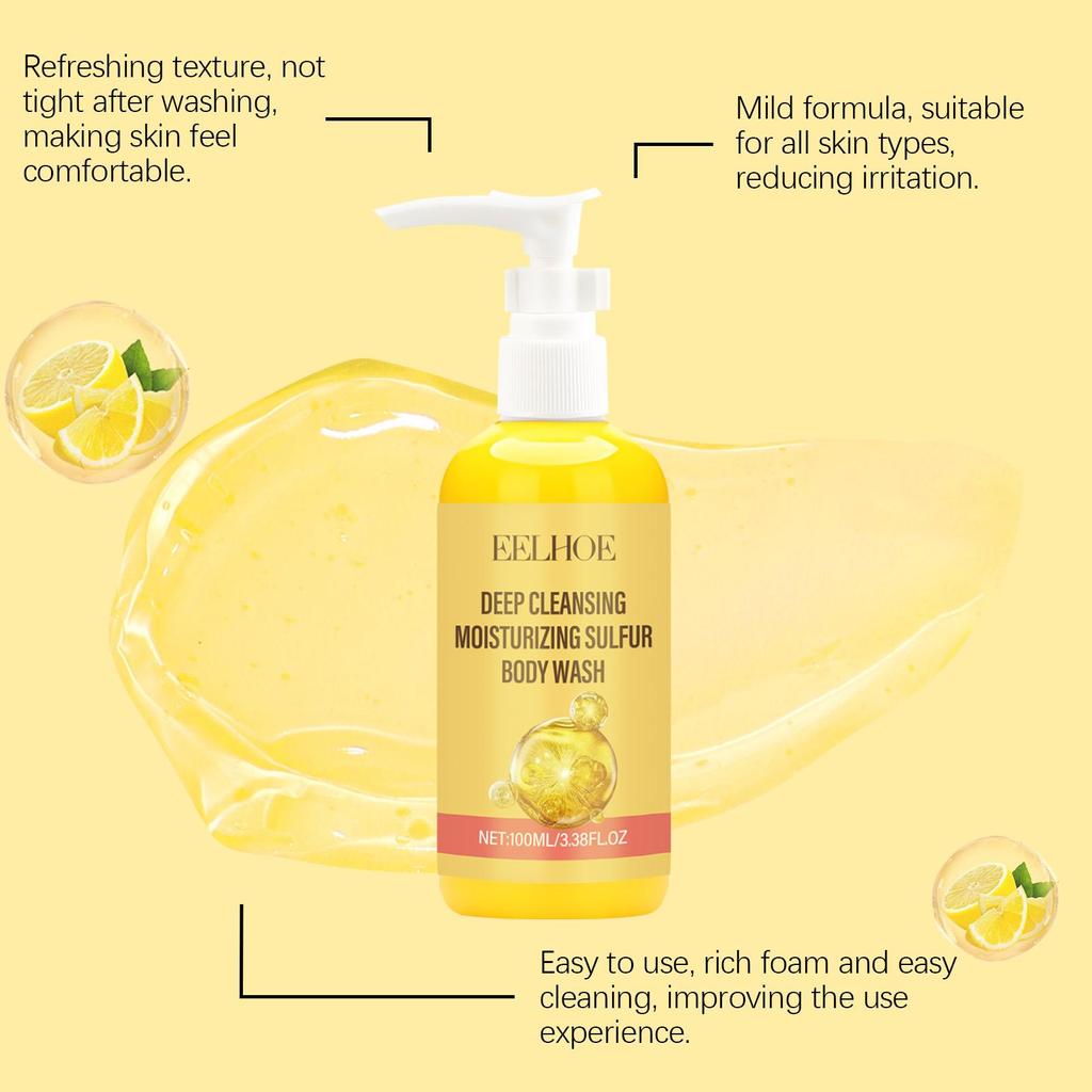 Sulfur Based Cleansing Shower Gel Moisturizes the Body and Skin, Relieves Dryness, Is Gentle and Clean, and Provides a Refreshin