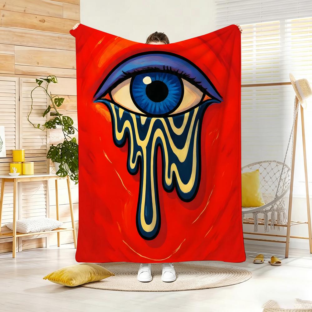 Artwork P-Psychedelic All Seeing Eye Throw Lightweight 240g Flannel Blanket Soft Skin-friendly for Summer Cooling