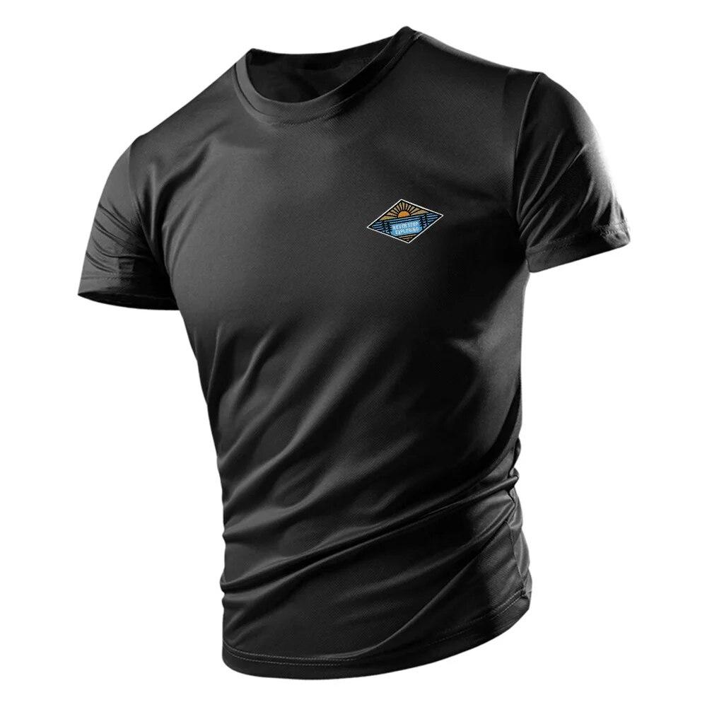 Four Seasons Fashion Adult Men'S Crew-Neck T-Shirt Creative Sunset Pattern 2d Print Breathable Quick-Drying Short-Sleeved Top