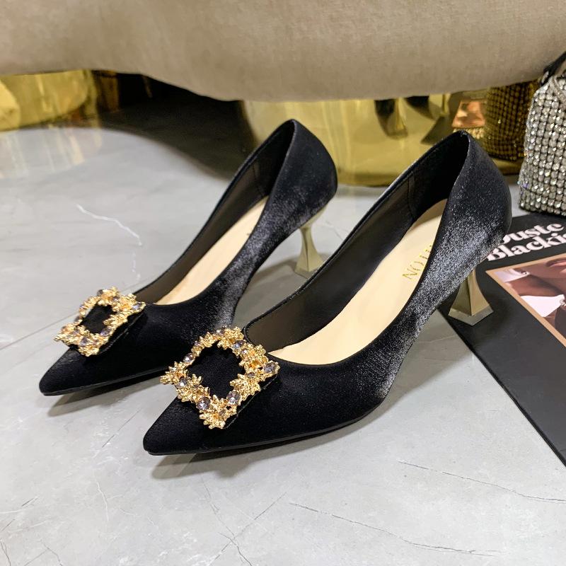 High Heels Autumn New with Skirt Stiletto Design Sense Niche Temperament Celebrity Pointed Single Shoes