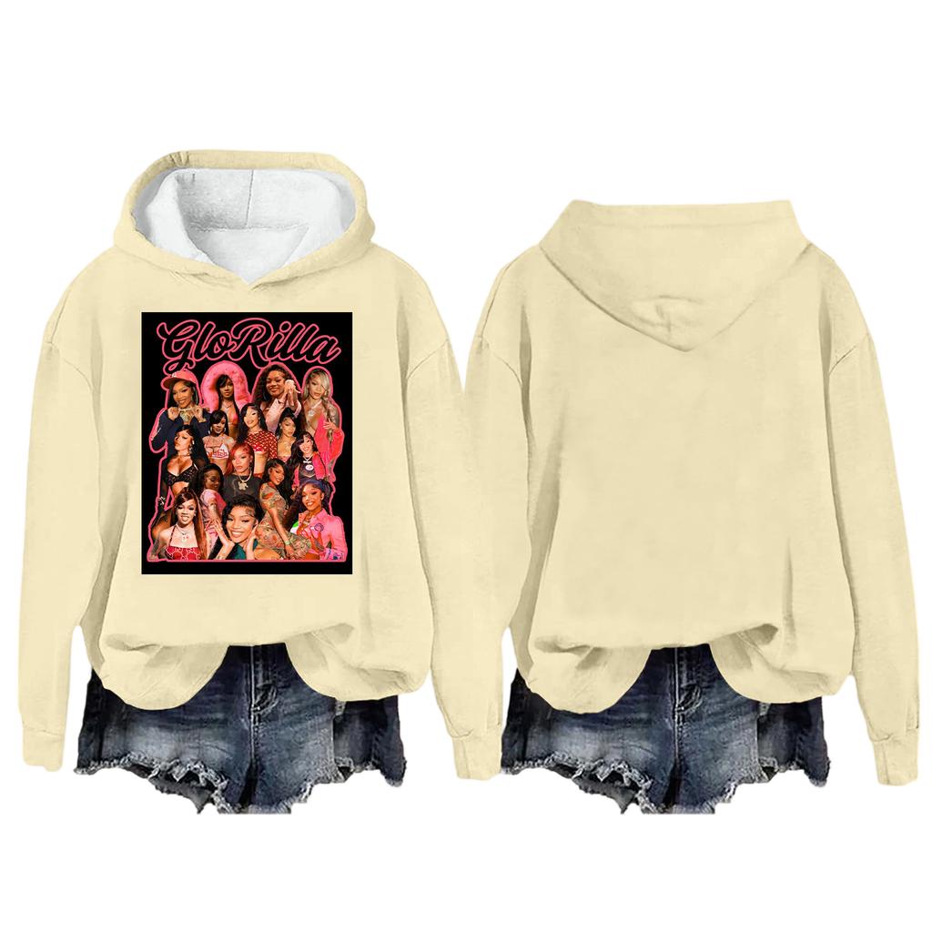 Women's Fashion Casual Long Sleeve Loose Printed Pullover Sports Long Sleeve Hooded Sweatshirt