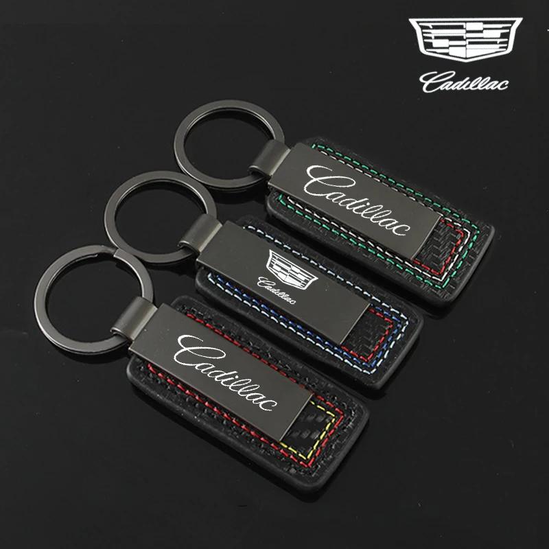 For Cadillac ATS BLS CT4 CT5 CTS ESCALADE SRX STS XT4 XT5 XT6 XTS Leather Car Logo Keychain Alloy Key Rings Chains Pendant