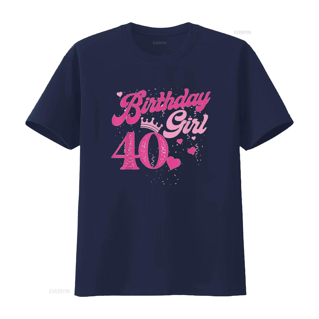40th Birthday Girl Crown 40 Years Old Bday T Shirt vintage Washed Stretched Stylish Breathable Top For Everyday Wear homme