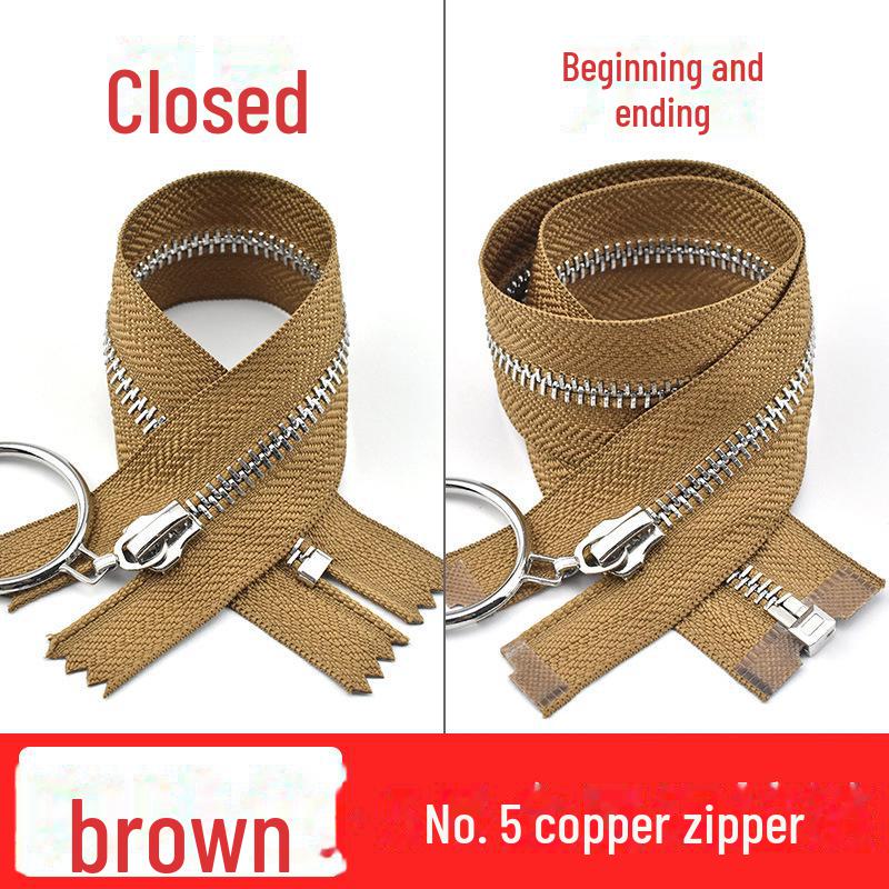 

Ні. 5 Мідна блискавка зі срібними зубцями та великим кільцем-пулером для шкіряних штанів, спідниць та багажу, 20-40 см 20cm closed end коричневий