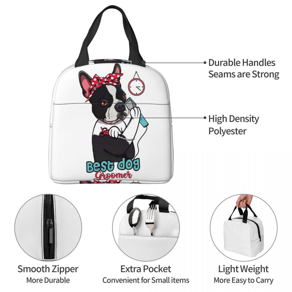 Cute Dog Groomer Gift For Women Dog Grooming Insulated Lunch Bag for Women Children Leakproof Food Boxes Thermal Lunch Box Tote