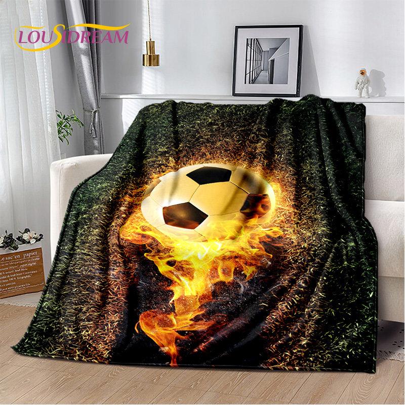3D Football Art Cartoon Soft Plush Blanket,Flannel Blanket Throw Blanket for Living Room Bedroom Bed Sofa Picnic Cover Bettdecke