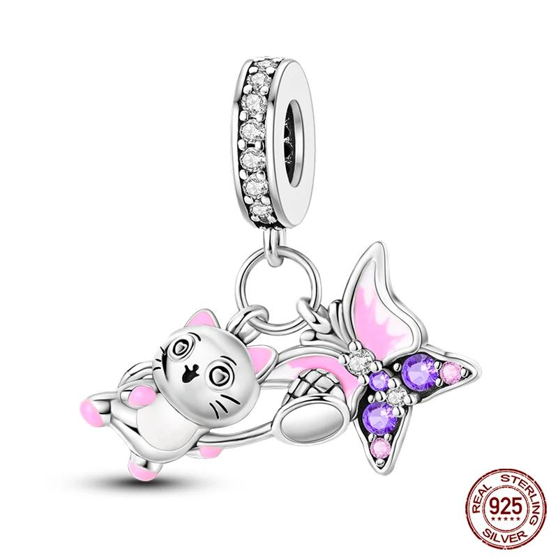 100% Copper Colorful Rubik'S Cube Butterfly Cat Peacock Daisy Charm Beads Fit Original Bracelet Diy Jewelry