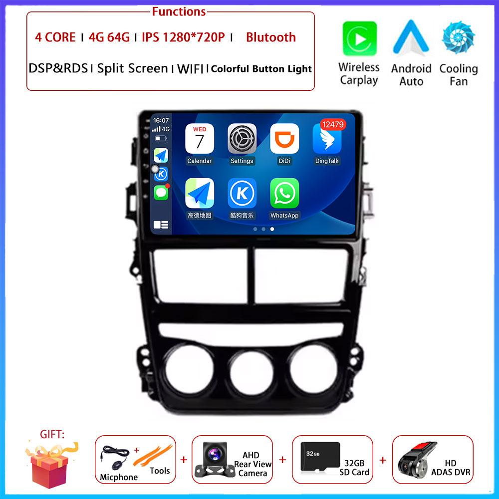Android  Carplay Auto For Toyota Vios Yaris MT 2017 2018 - 2020 Car Radio Navigation GPS Multimedia Video Player DVD 5G WIFI