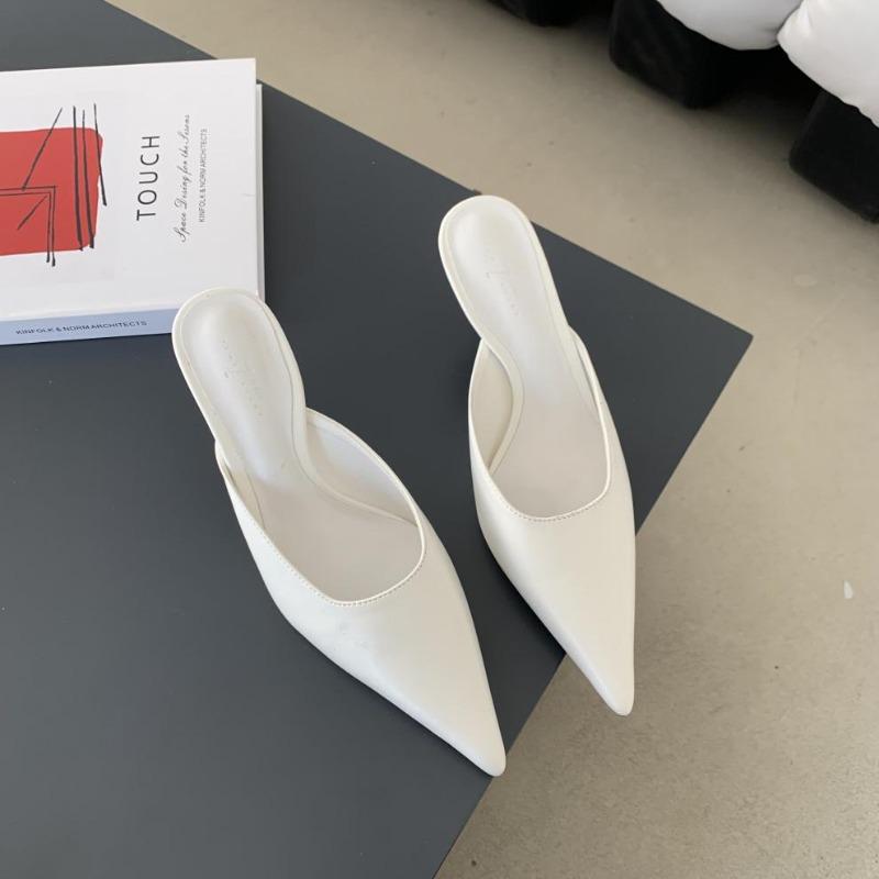 Baotou half slippers women's new pointed temperament silver gold black high-heeled cool slippers