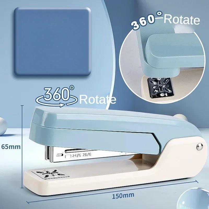 

1pc 360° Full Rotating Heavy Duty Stapler, Large Capacity, Built-in Staple Remover for Home & Office, Strong Clutch, Efficient синий