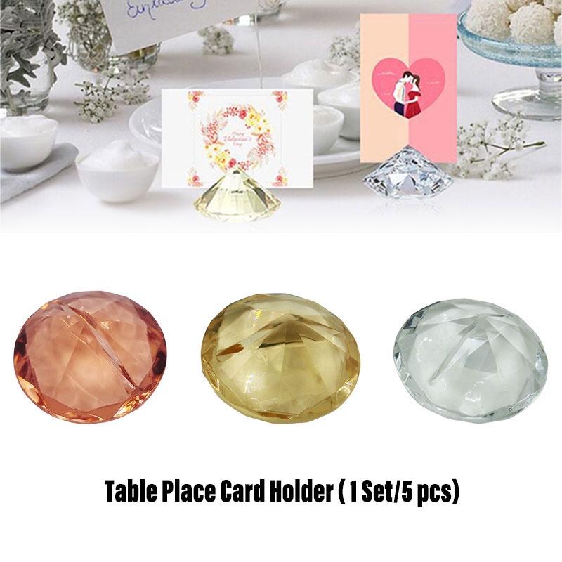 Diamond 5pcs Acrylic Table Place Card Holder Crystal Wedding Desktop Decoration